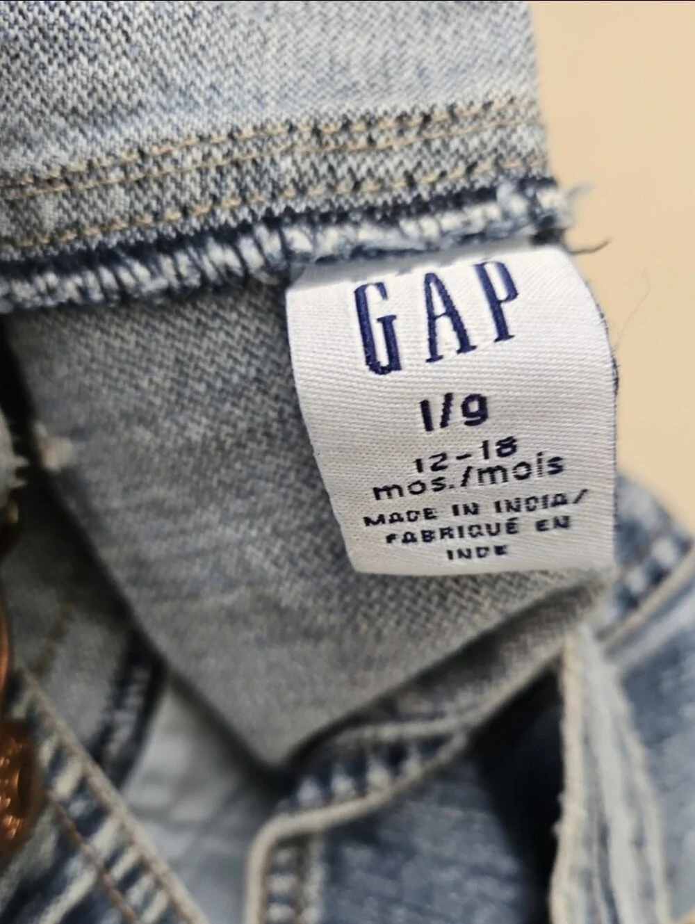 Vintage Classic Baby Gap Blue Denim Overalls Snap Crotch Large 12-18 Months